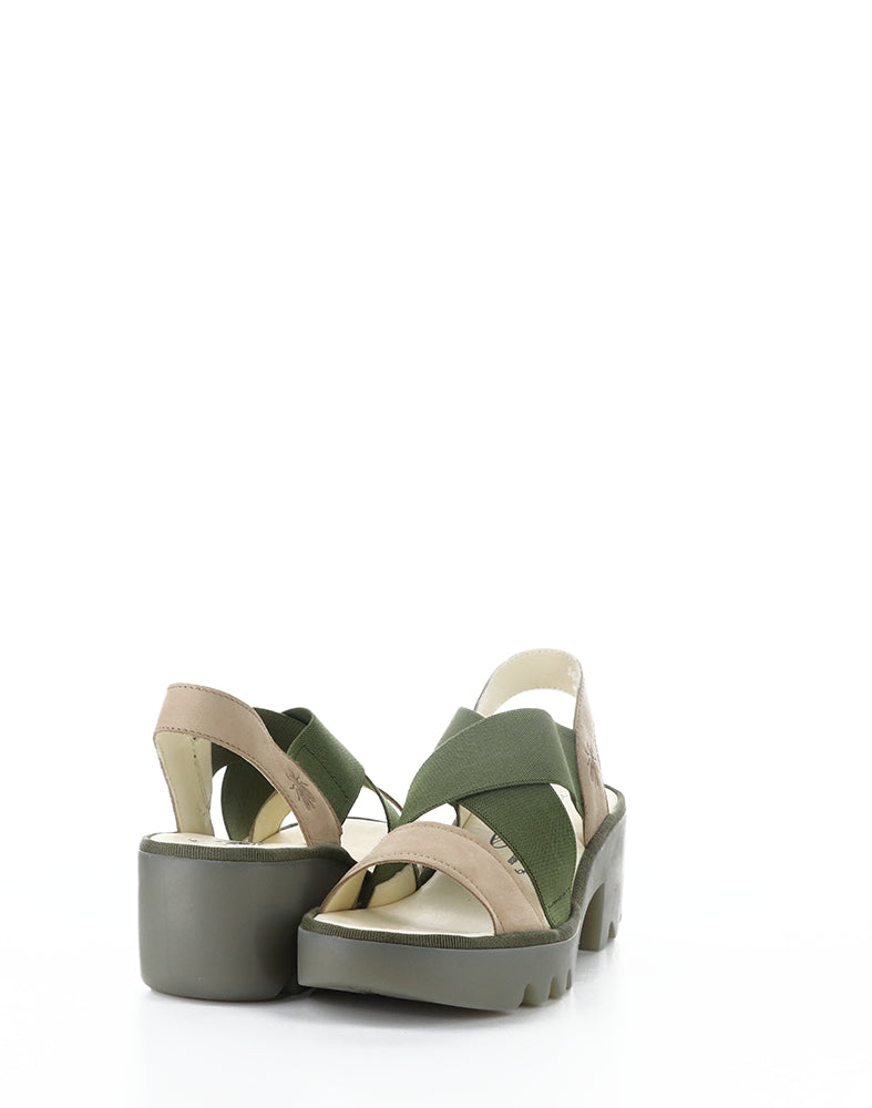 Taji502Fly 008 Taupe/Khaki Round Toe Sandals