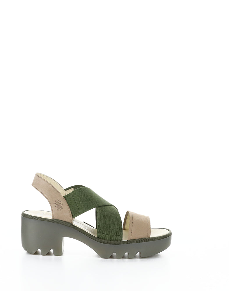 Taji502Fly 008 Taupe/Khaki Round Toe Sandals