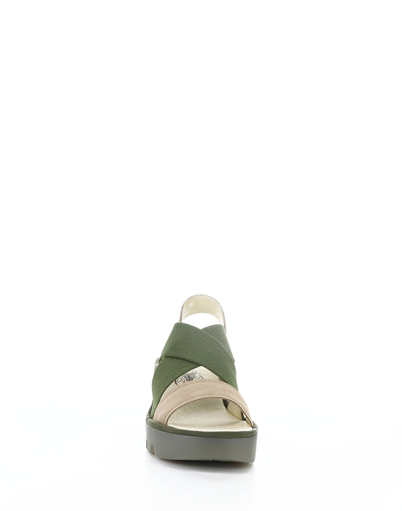 Taji502Fly 008 Taupe/Khaki Round Toe Sandals