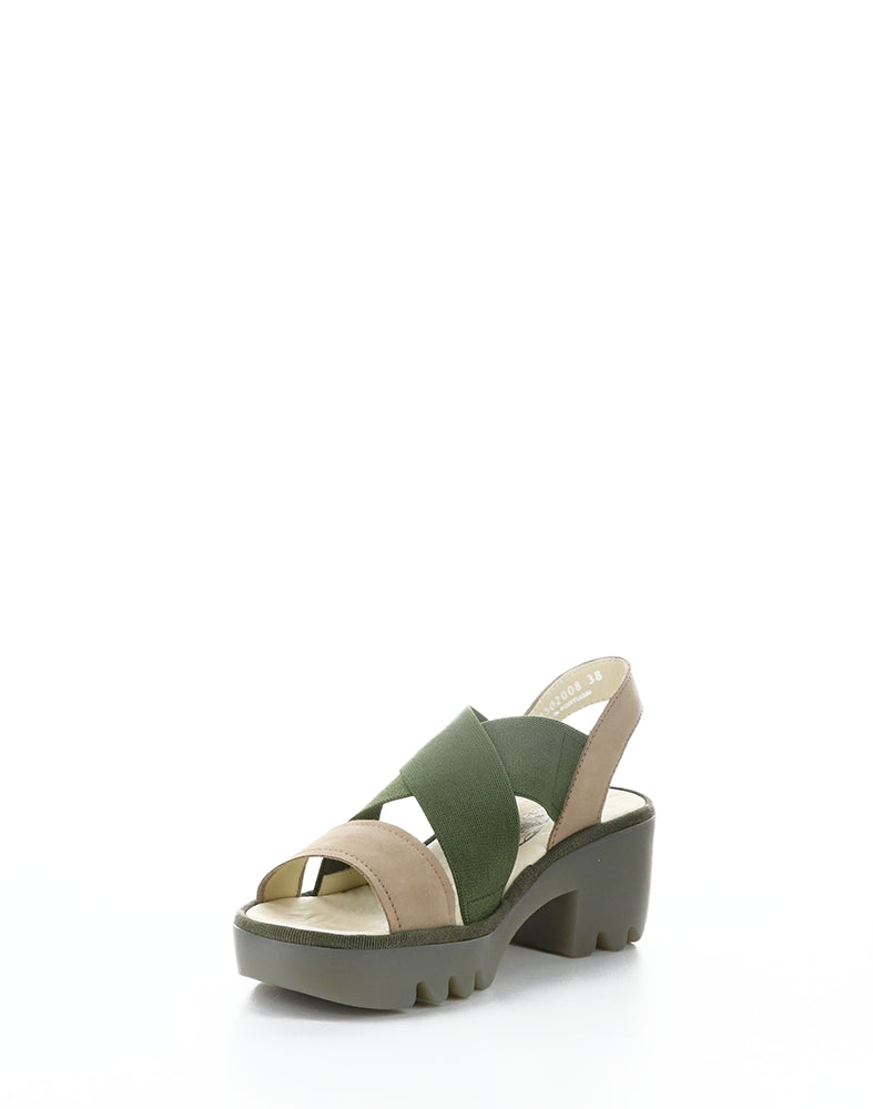 Taji502Fly 008 Taupe/Khaki Round Toe Sandals