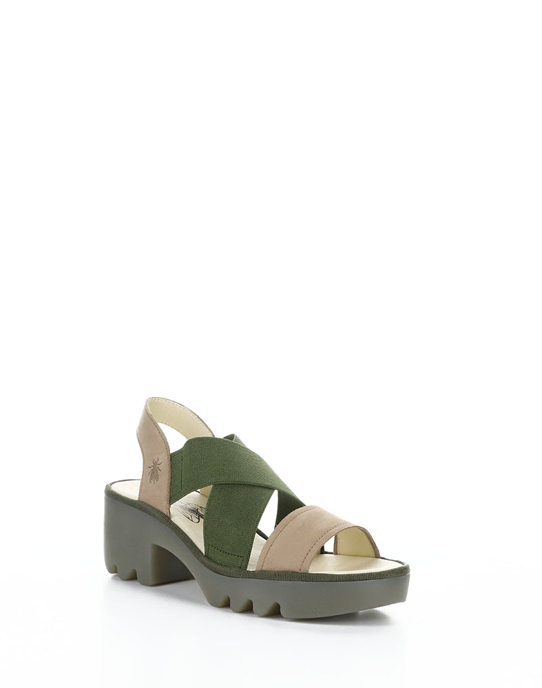 Taji502Fly 008 Taupe/Khaki Round Toe Sandals