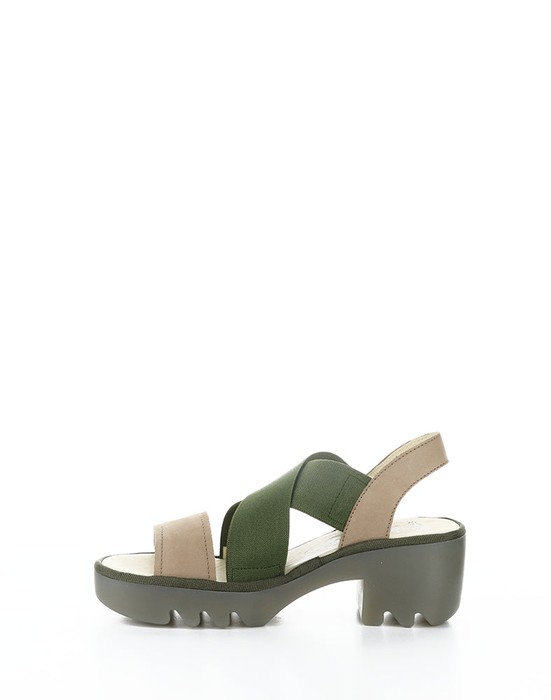 Taji502Fly 008 Taupe/Khaki Round Toe Sandals