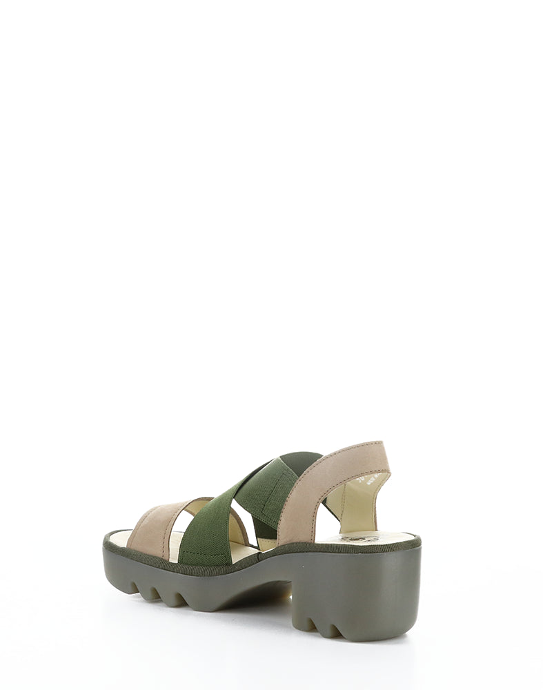 Taji502Fly 008 Taupe/Khaki Round Toe Sandals