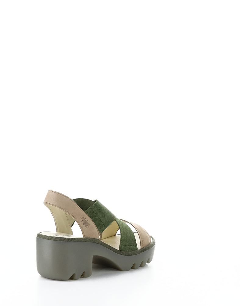 Taji502Fly 008 Taupe/Khaki Round Toe Sandals