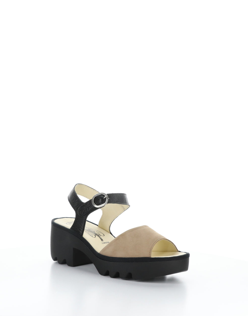 TULL503FLY 006 TAUPE/BLACK Round Toe Sandals