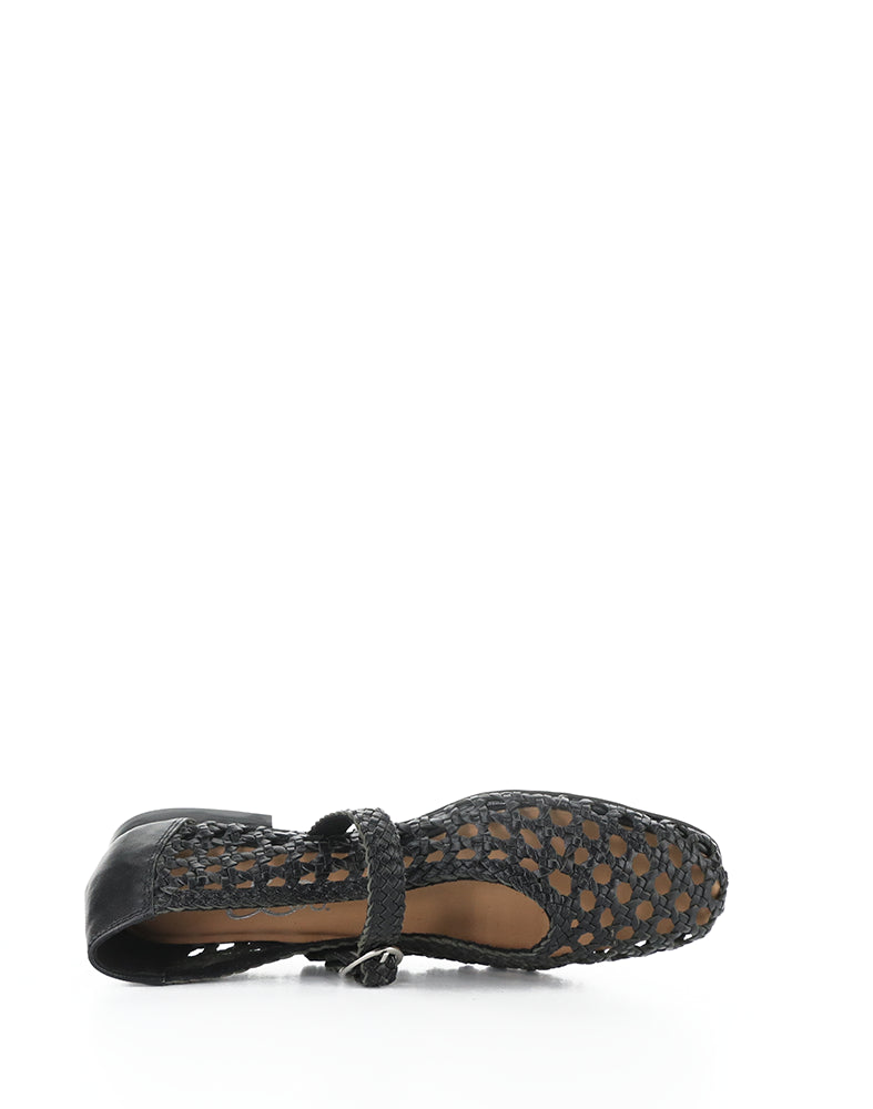 WILDA BLACK WOVEN LEATHER