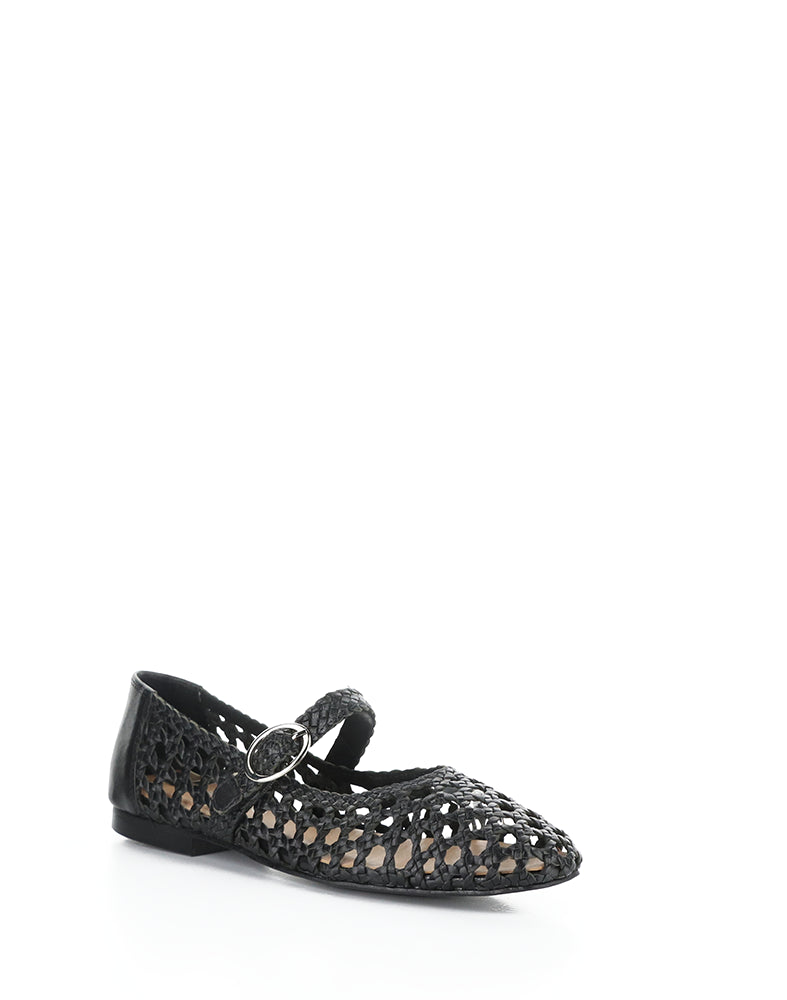 WILDA BLACK WOVEN LEATHER