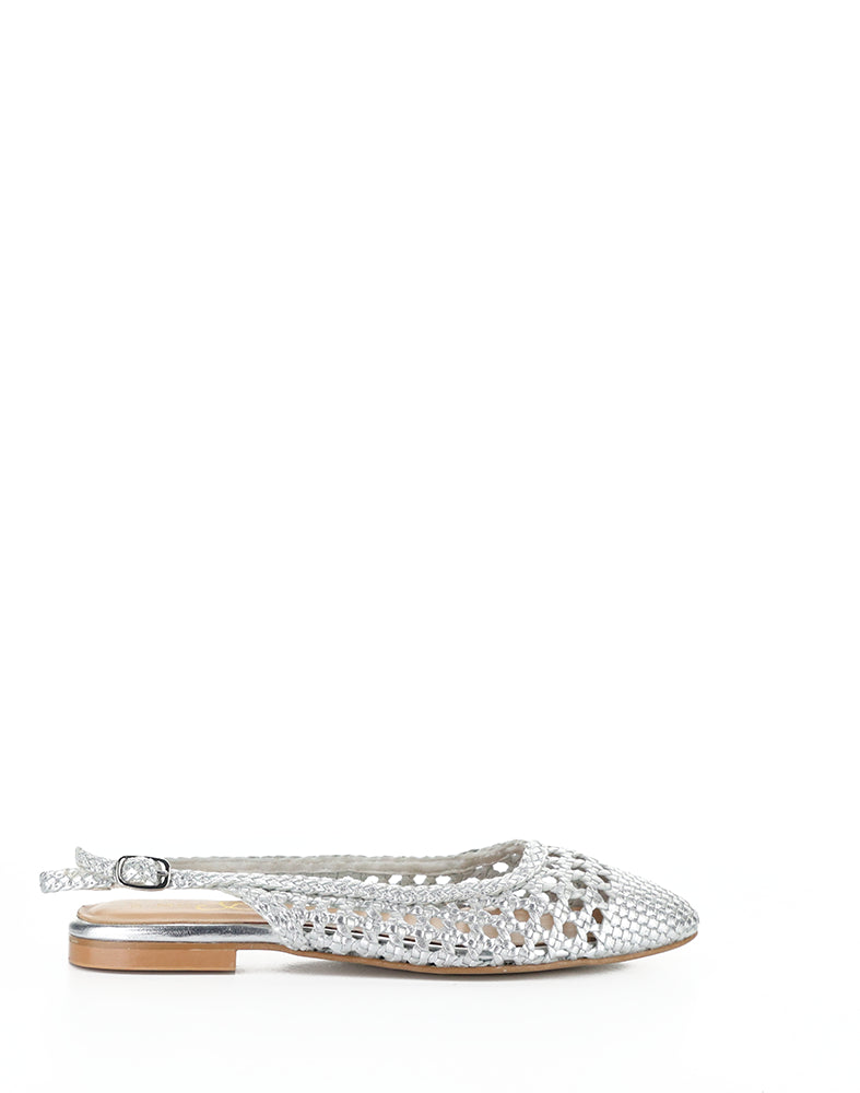 WILLOW SILVER METALLIC WOVEN LEATHER