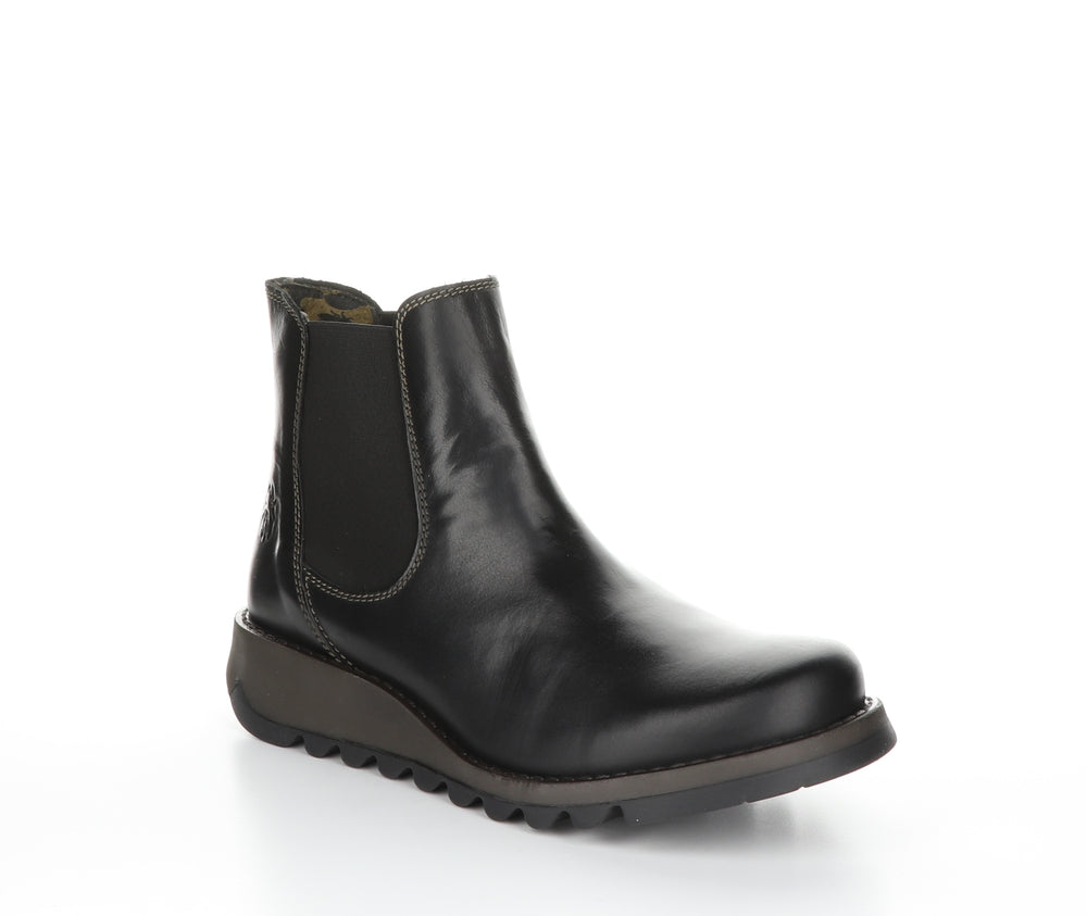 SALV Black Round Toe Ankle Boots|SALV Bottines �� Bout Rond in Noir