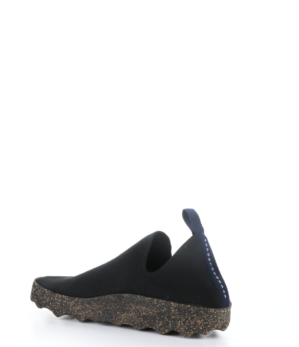 CARE_L Black S.caf�� Stretch Elasticated Trainers|CARE_L Baskets avec Empi��cements ��lastiqu��s in Noir