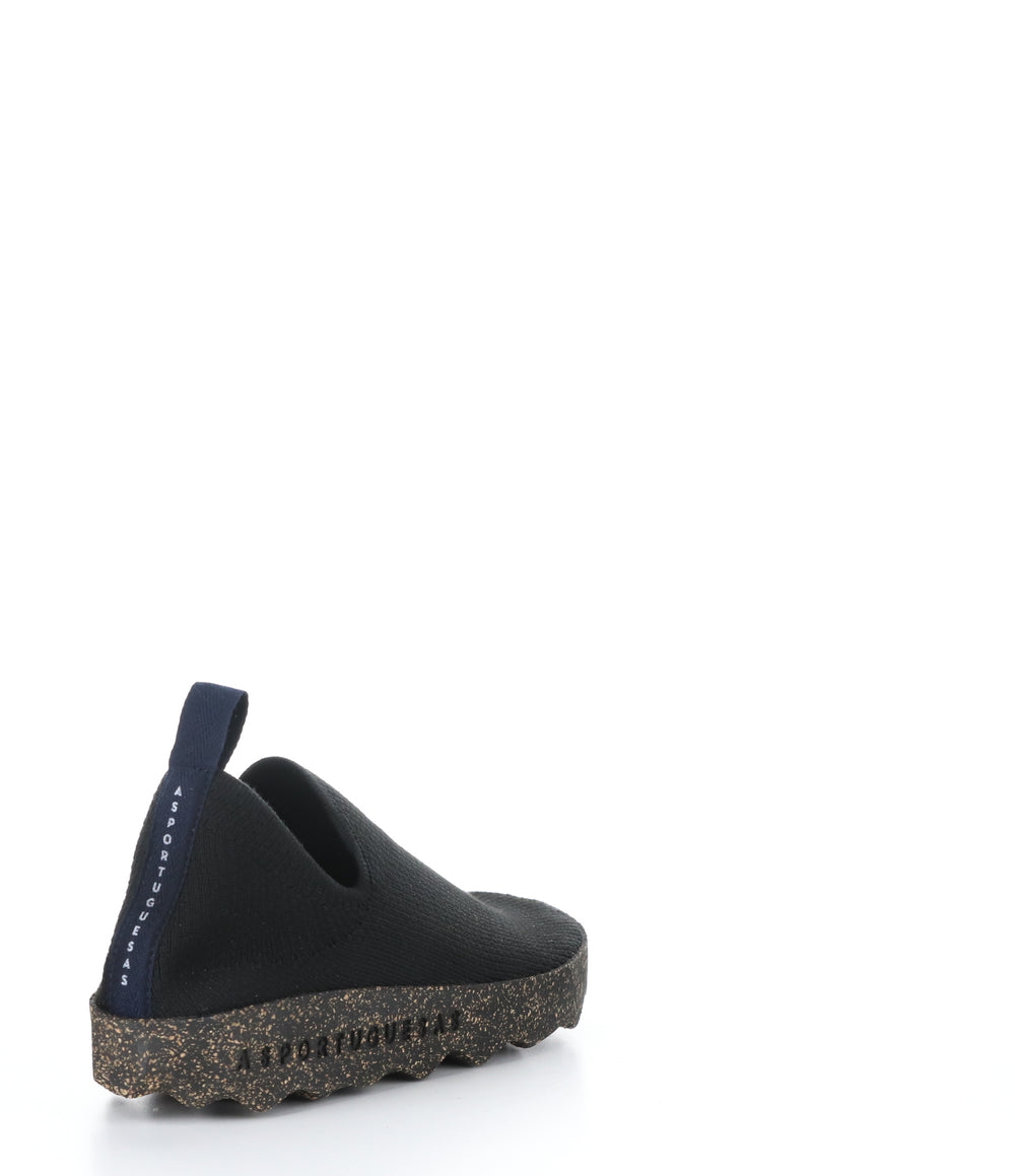 CARE_L Black S.caf�� Stretch Elasticated Trainers|CARE_L Baskets avec Empi��cements ��lastiqu��s in Noir