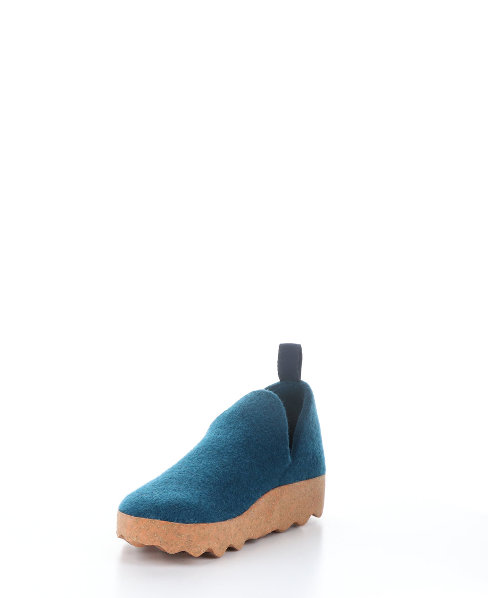 CITY Peacock Blue Round Toe Shoes|CITY Chaussures �� Bout Rond in Bleu
