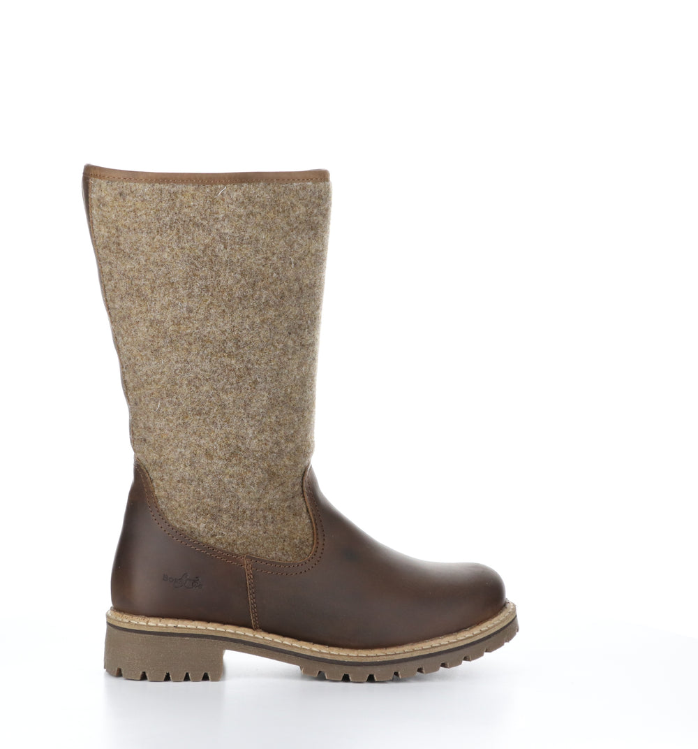 HANAH Camel/Beige Round Toe Boots|HANAH Bottes �� Bout Rond in Beige