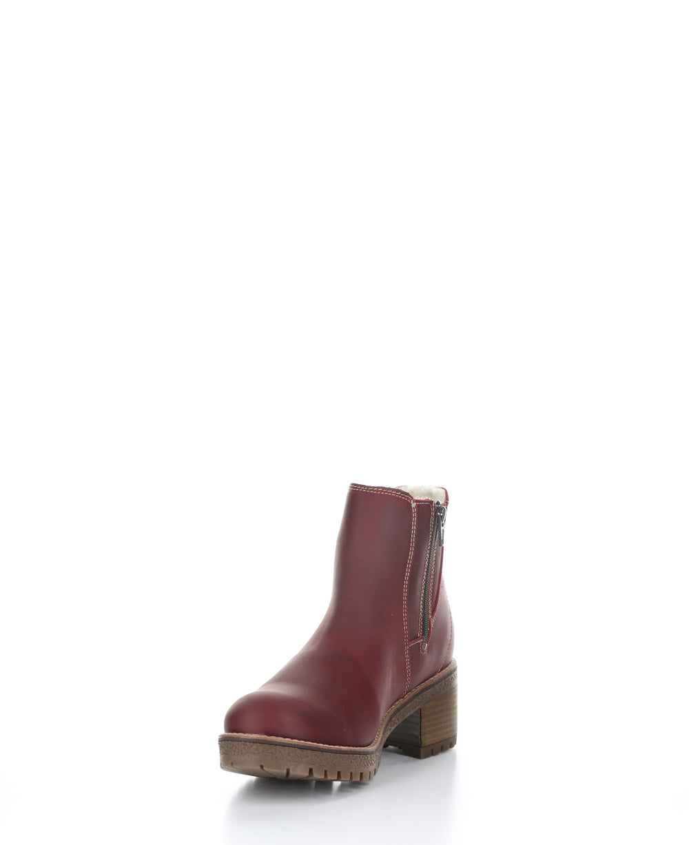 Masi Red/Dark Brown Zip Up Ankle Boots|Masi Bottines Avec Fermeture Zipp�Ͽ½E In Rouge