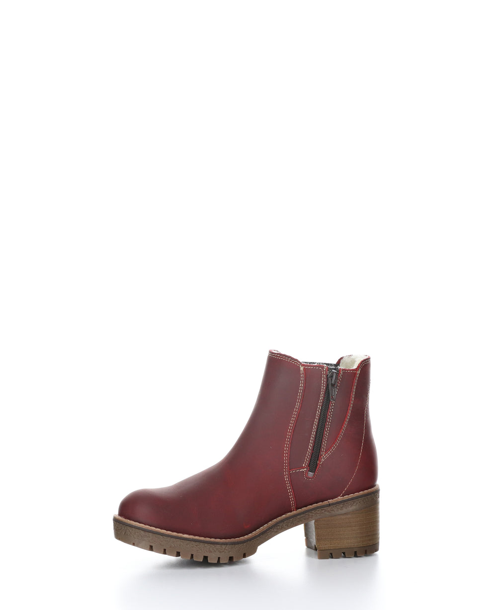 Masi Red/Dark Brown Zip Up Ankle Boots|Masi Bottines Avec Fermeture Zipp�Ͽ½E In Rouge