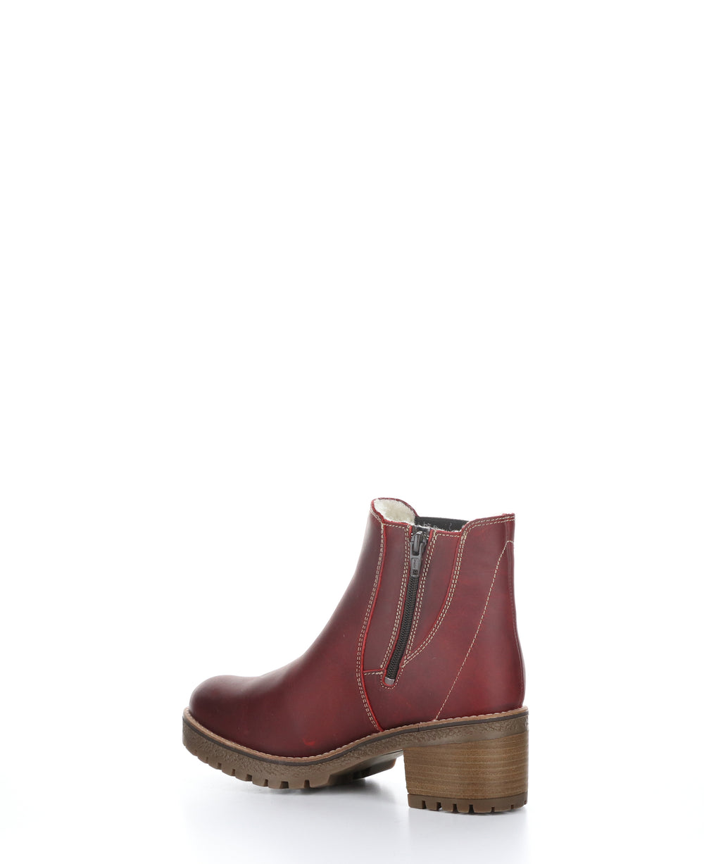Masi Red/Dark Brown Zip Up Ankle Boots|Masi Bottines Avec Fermeture Zipp�Ͽ½E In Rouge