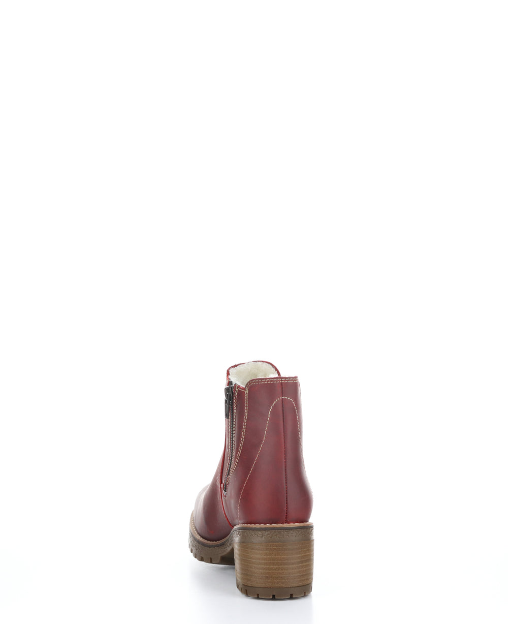 Masi Red/Dark Brown Zip Up Ankle Boots|Masi Bottines Avec Fermeture Zipp�Ͽ½E In Rouge