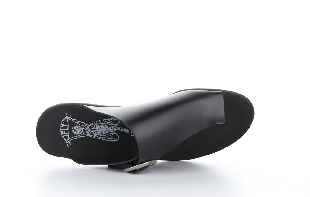 MICA758FLY Bridle Black Open Toe Mules|MICA758FLY Mules �� Bout Ouvert in Noir