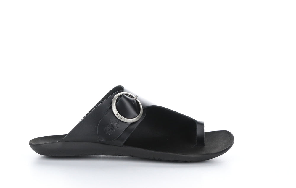 MICA758FLY Bridle Black Open Toe Mules|MICA758FLY Mules �� Bout Ouvert in Noir