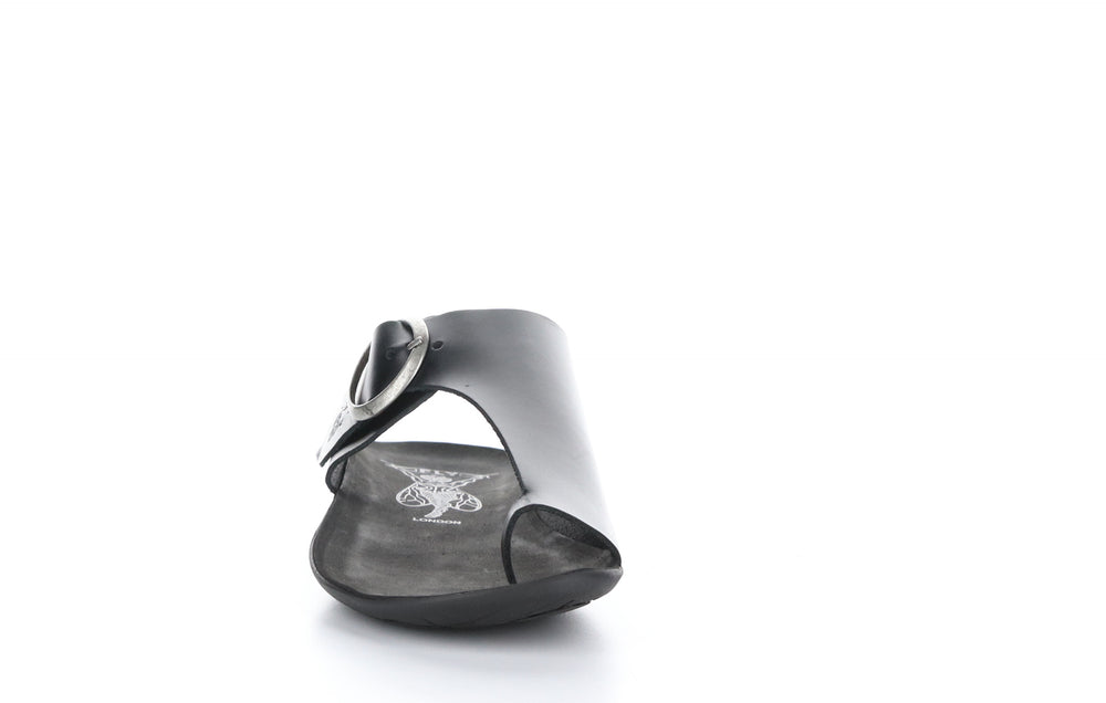 MICA758FLY Bridle Black Open Toe Mules|MICA758FLY Mules �� Bout Ouvert in Noir