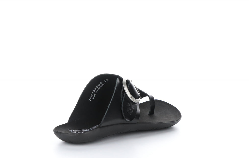 MICA758FLY Bridle Black Open Toe Mules|MICA758FLY Mules �� Bout Ouvert in Noir