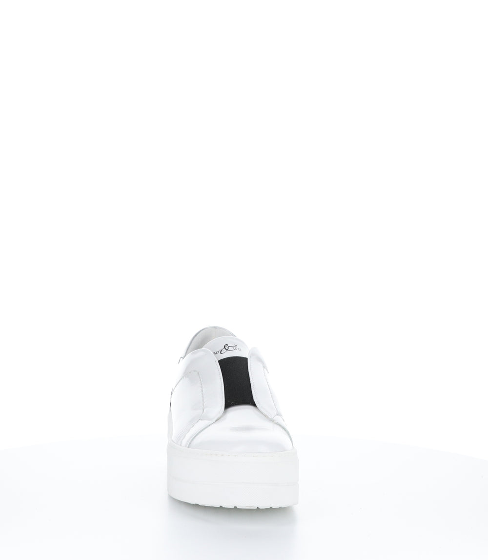 MONA WHITE/BLACK/SILVER Slip-on Shoes | Chaussures à enfiler MONA BLANC/NOIR/ARGENT|MONA Baskets à Enfiler in Blanc